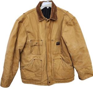Walls Blizzard Prof‎ Vtg Duck Brown corduroy collar chore work canvas coat XL